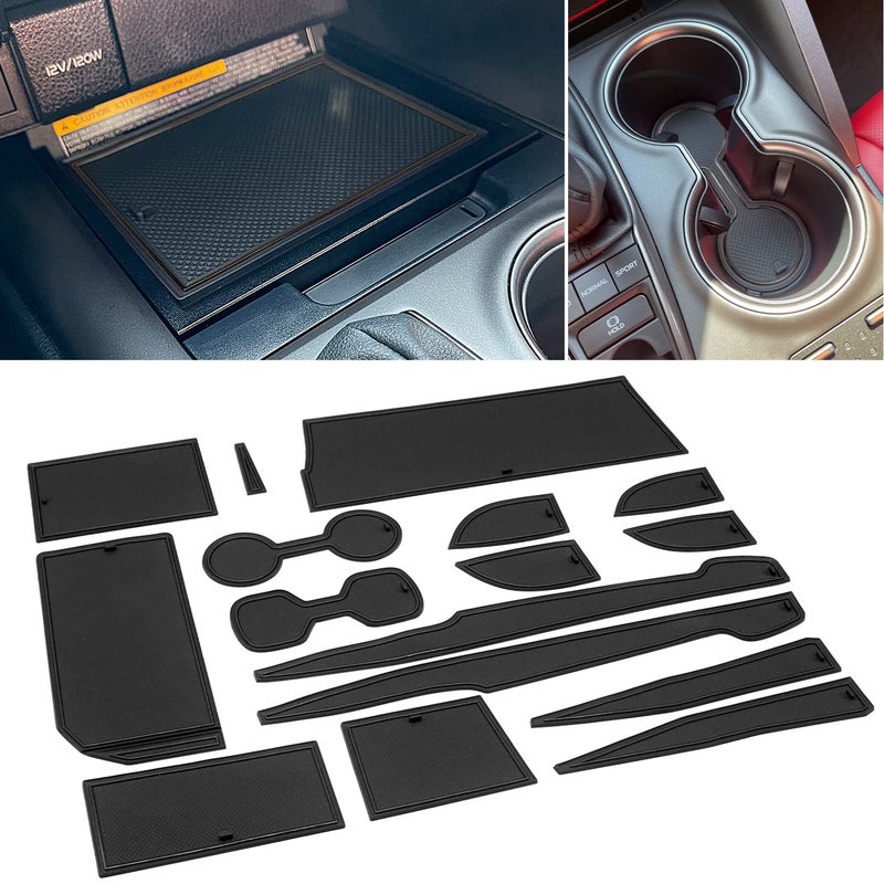 REMOCH for Toyota Camry Accessories 2018 2019 2020 2021 2022 2023 2024 Custom Cup Holder Insert Center Console Liner Organizer Door Pocket Mats Pad Black Trim 16 Pcs Set