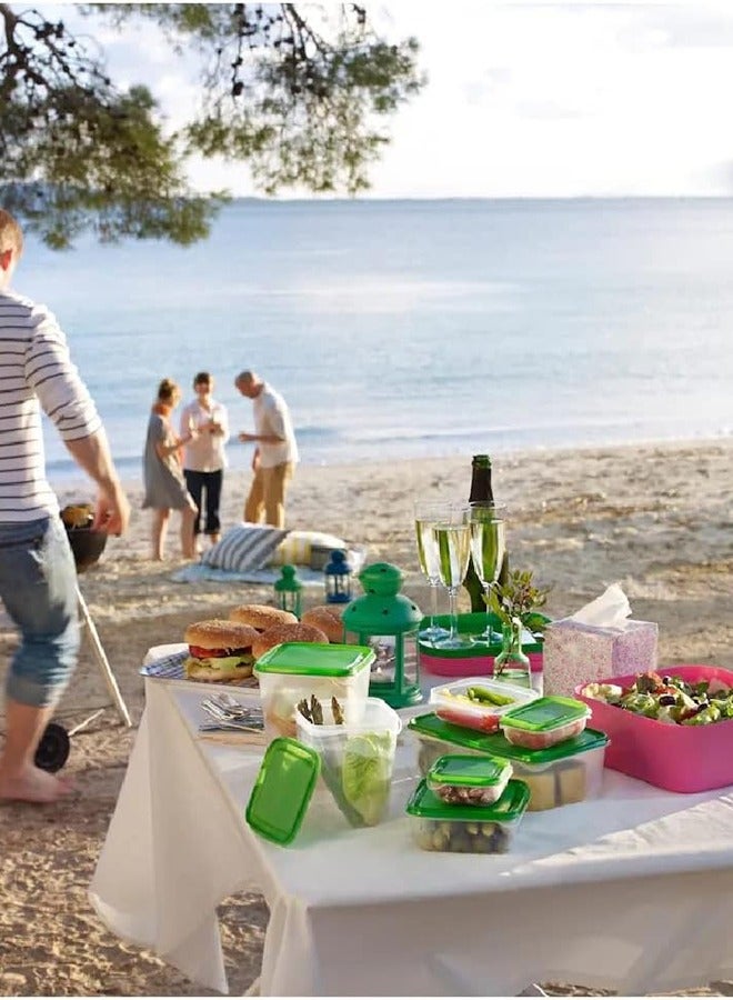 Pruta Food Container Boxes with Lid Set of 17 Clear/Green Microwave Freezer Dishwasher Safe - Image 3