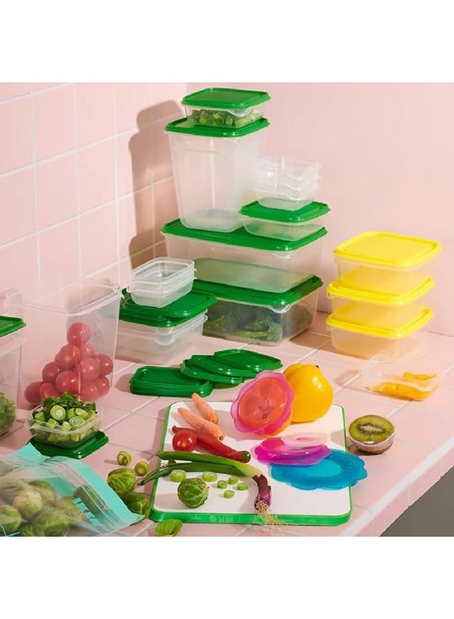 Pruta Food Container Boxes with Lid Set of 17 Clear/Green Microwave Freezer Dishwasher Safe - Image 5