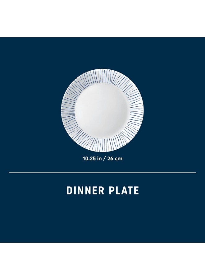 Corelle 6-Piece 10.25" Vitrelle Glass Dinner Plates, Lightweight, Chip/Scratch Resistant - Botanical Stripes - Image 4