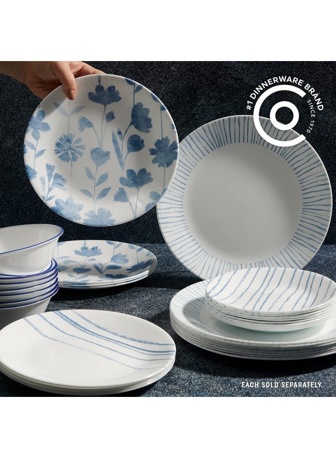 Corelle 6-Piece 10.25" Vitrelle Glass Dinner Plates, Lightweight, Chip/Scratch Resistant - Botanical Stripes - Image 2