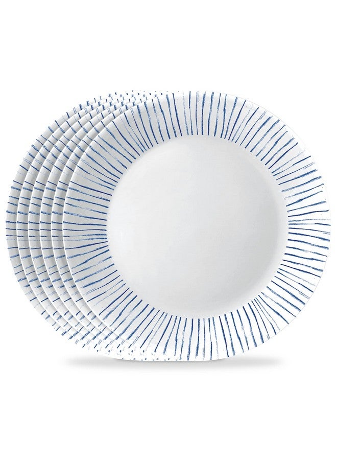 Corelle 6-Piece 10.25" Vitrelle Glass Dinner Plates, Lightweight, Chip/Scratch Resistant - Botanical Stripes - Image 1