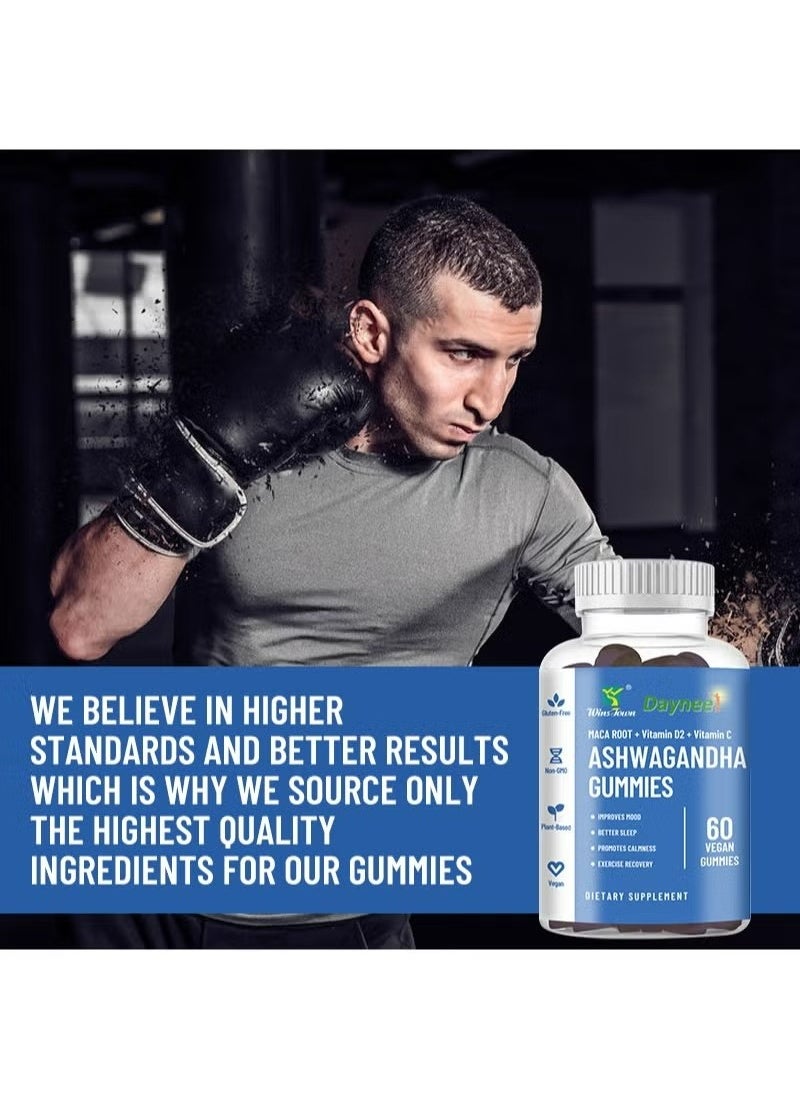 ديني عصائر Ashwagandha，الحلوى تعزيز المناعة، تخفيف الإجهاد، تعزيز النوم، فيتامين D2 + فيتامين C-60 العد  - Image 5