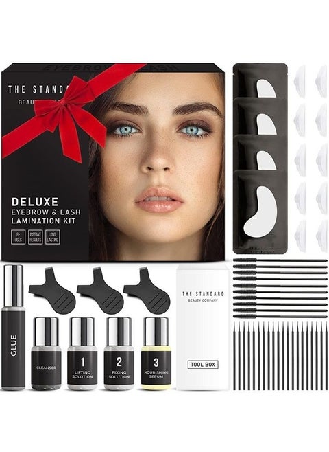 The Standard Beauty Co. Deluxe Brow Lamination & Lash Lift Kit | 2-in-1 Combo Kit | Easy At-Home DIY Perming Kit for Feathered Brows & Fanned Lashes | Instantly Fuller Eyebrows | Curled Eyelashes