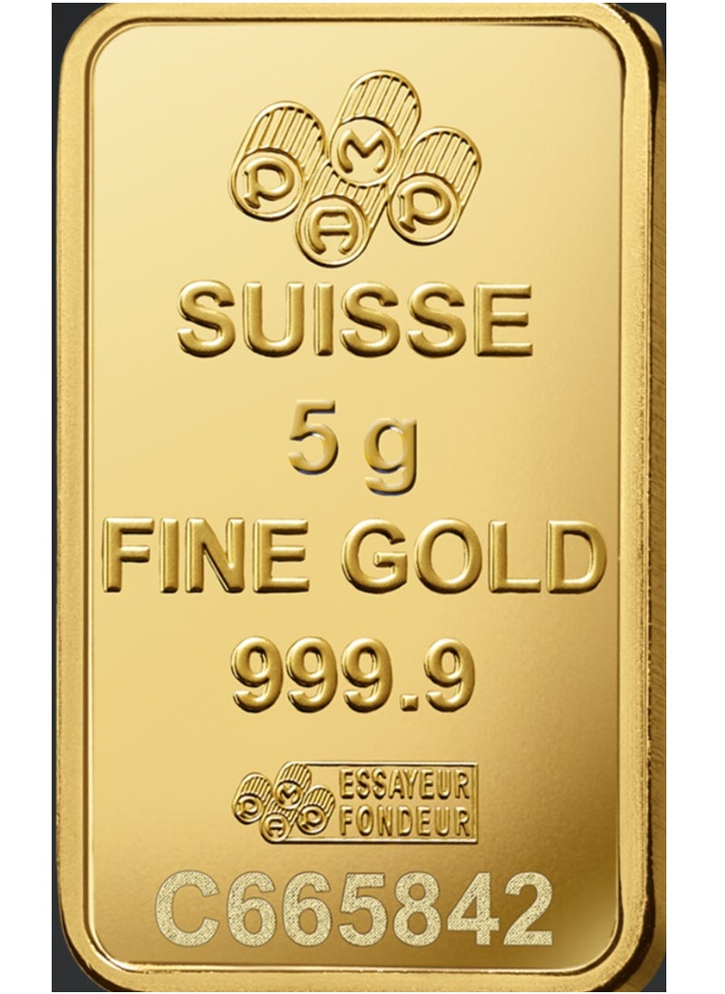 PAMP PAMP 5g Gold Bar 24K 999.9 - Original Swiss Gold Bullion | Buy Fine Gold Bar for Investment | 24K Gold Bar | Ideal for Collectors by SAFE HAVEN LLC  - Image 3