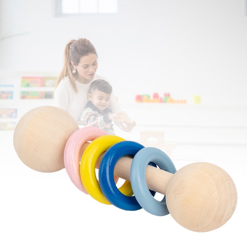 Solid Wooden Rattle Toy: Non-Toxic Safe Baby Rattle - Easy Grip Ring Design for Newborn Infant Sensory Development & Early Education - Image 5