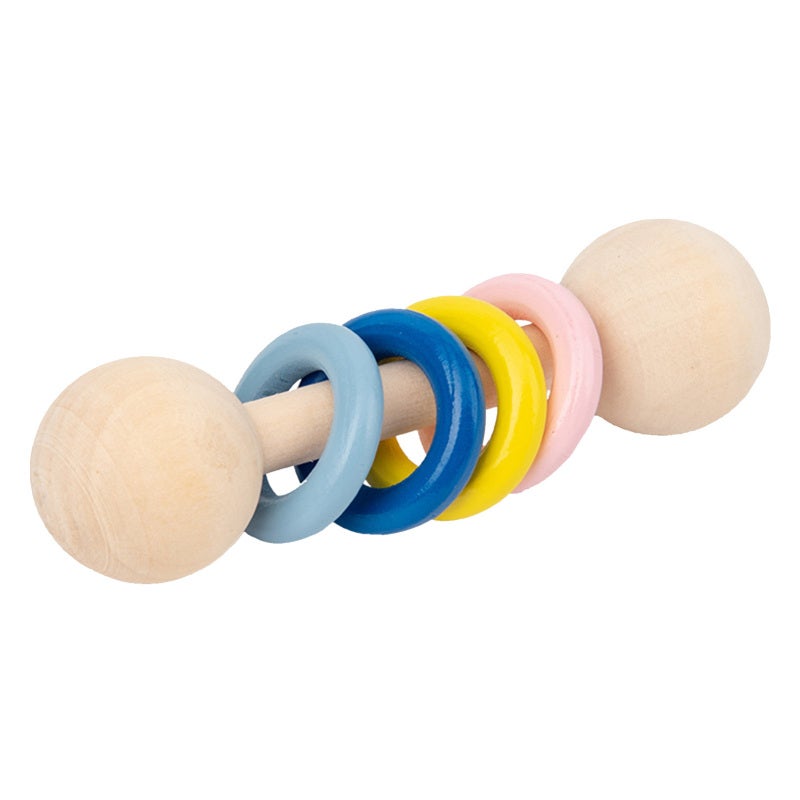 Solid Wooden Rattle Toy: Non-Toxic Safe Baby Rattle - Easy Grip Ring Design for Newborn Infant Sensory Development & Early Education - Image 1