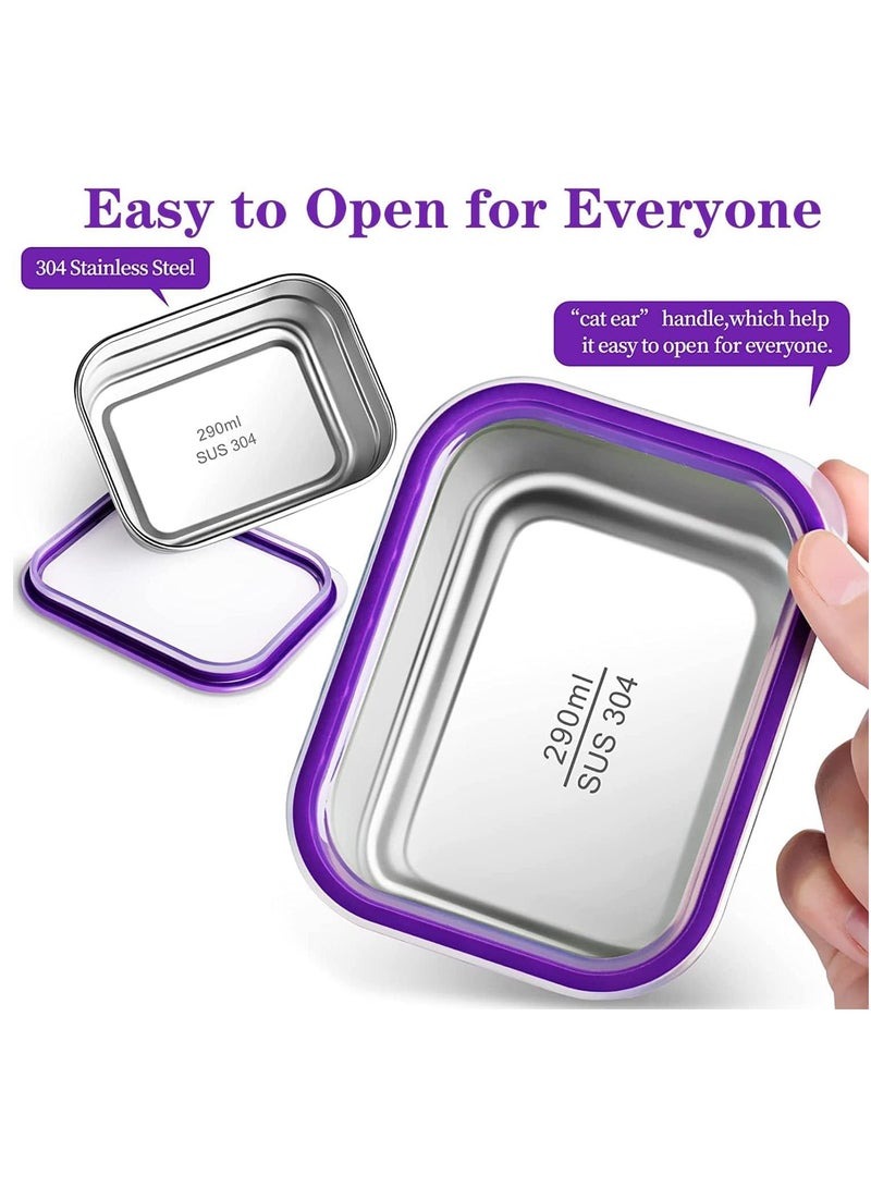 Kids School Stainless Steel Lunch Box Insulated Bento Lunch Box with Storage Bag 4 Compartments Divided Lunch Container with Lid  (Purple 1060ML) - Image 3