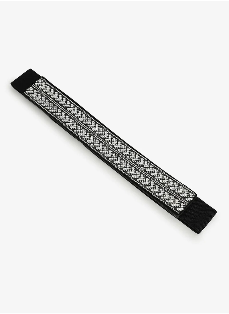 Haute Sauce Silver Textured Waist Belt