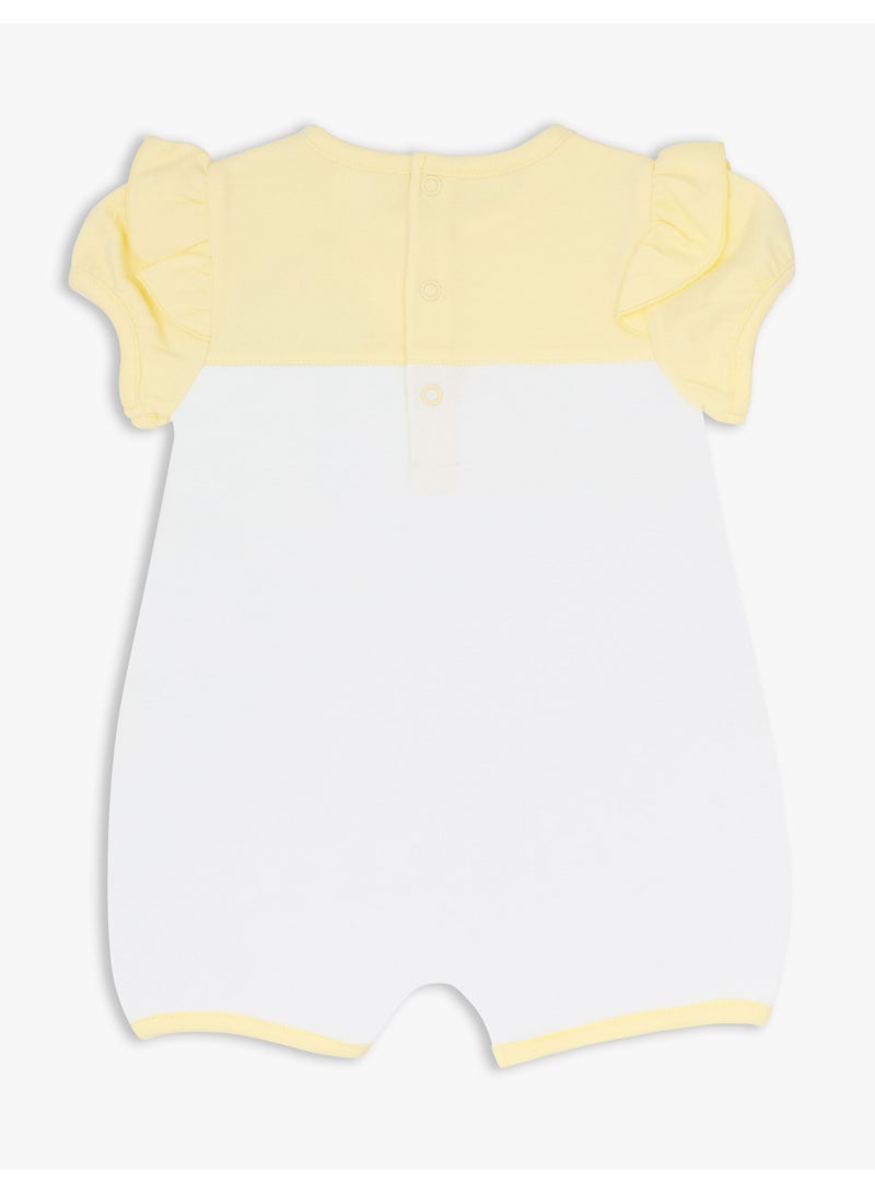 Moon بدلة نوم قصيرة الأكمام من MOON مصنوعة من القطن بنسبة 100%، مقاس 6-9 أشهر، باللون الأصفر - قلوب ليمونية - Image 2