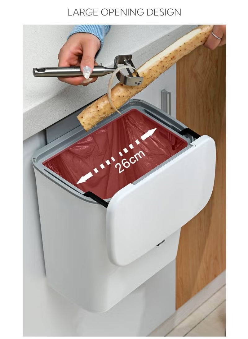 Betaoby 9L Kitchen Compost Bin For Counter Top or Under Sink Hanging Small Trash Can With Lid - Image 4
