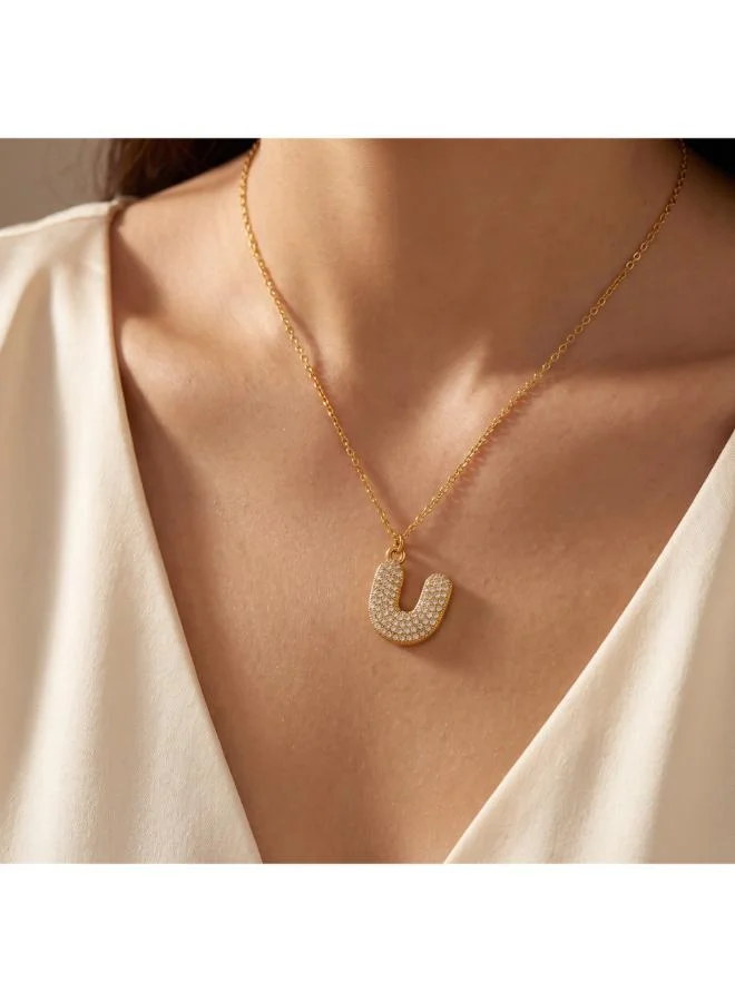 Rovaux Letter U Bubble Initial Necklace