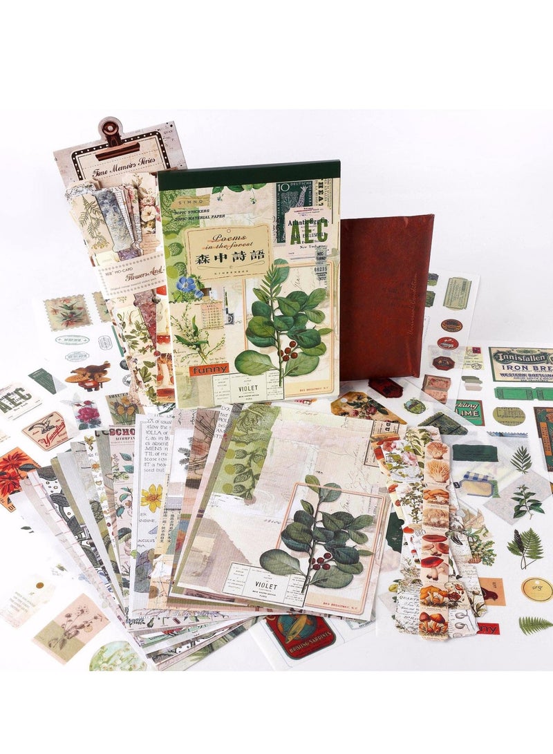 SYOSI Scrapbooking Supplies Kit, 488 Pcs Vintage Junk Journaling Stickers, Retro Ephemera Pack with Scrapbook Paper Botanical Stickers, Aesthetic Sticker Book for Planners Diary DIY Crafts Collage - Image 1