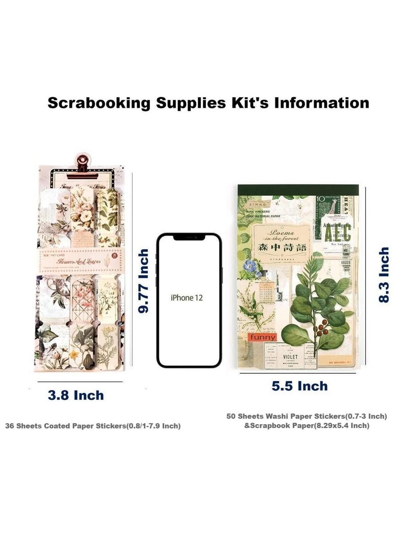 SYOSI Scrapbooking Supplies Kit, 488 Pcs Vintage Junk Journaling Stickers, Retro Ephemera Pack with Scrapbook Paper Botanical Stickers, Aesthetic Sticker Book for Planners Diary DIY Crafts Collage - Image 5