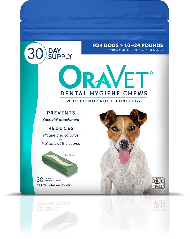 ORAVET Dental Chews for Dogs, Oral Care and Hygiene Chews (Small Dogs, 10-24 lbs.) Blue Pouch, 30 Count - Image 1