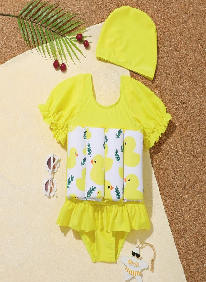 AFAVOM Toddler Kids Boys Girls Floatation Swimsuit with Adjustable Buoyancy Baby Float Suit with Swim Cap Floating Swimwear Bathing Suit Swim Vest with 8 Removable Buoyancy Sticks Yellow Duck 18-24 Months - Image 3