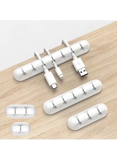 Gzar Gzar Cable Holder Clips 5 Pack Silicone Adhesive Cable Organizers for USB Charging Cords Mouse Wires and Desktop Management White  - Image 1