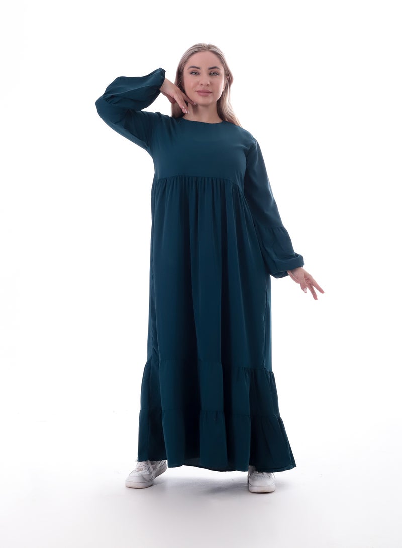 BEBO Women's long plain dress with long sleeves - Image 1