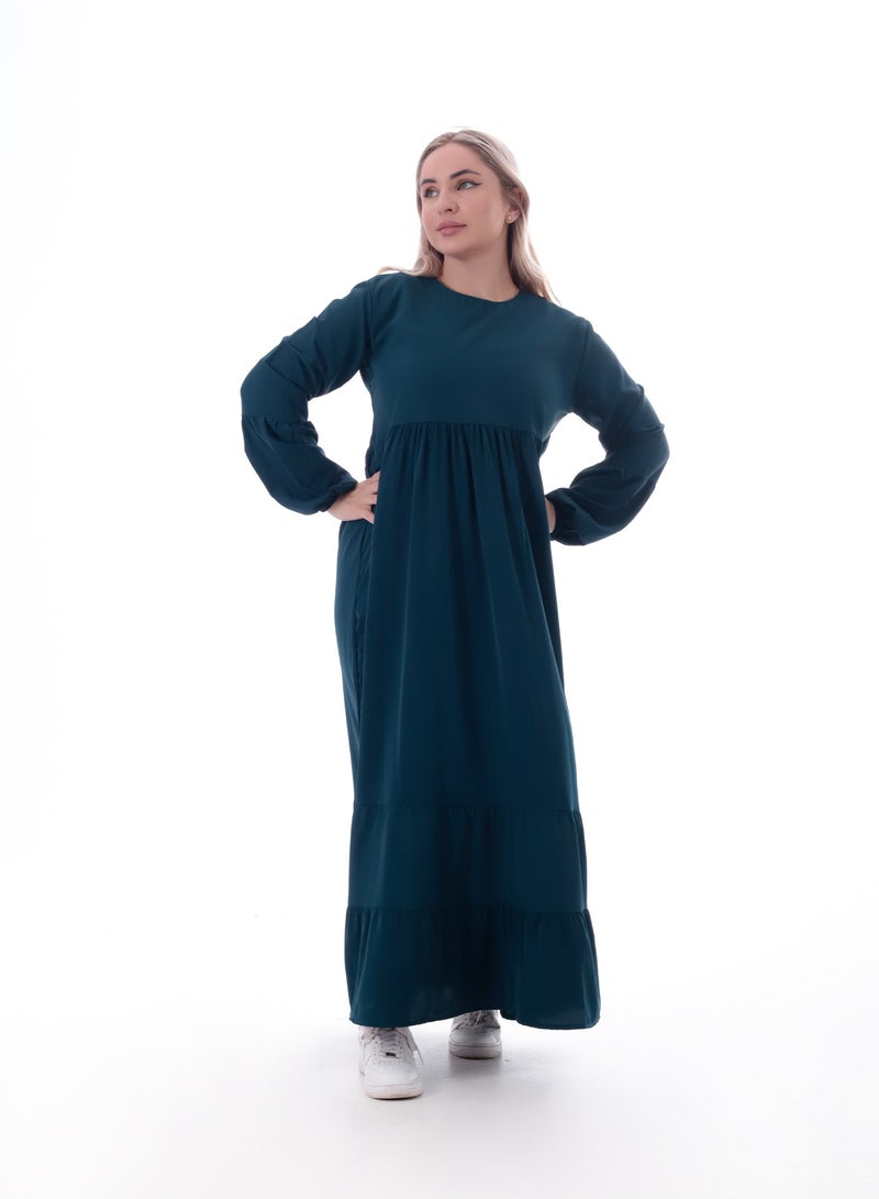 BEBO Women's long plain dress with long sleeves - Image 2
