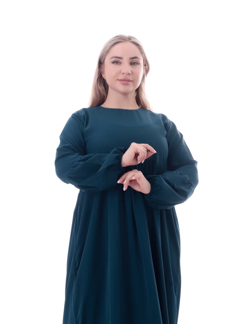 BEBO Women's long plain dress with long sleeves - Image 3