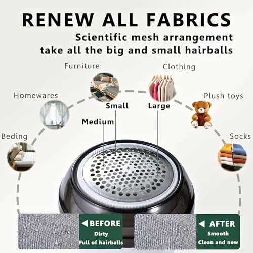 US1984 Lint Remover, Rechargeable, 6 Blades Clothes Lint Shaver, Type-C and Portable Fabric Shaver for Woolen Sweaters, Blankets, Jackets, Burr Remover, Pill Remover for Carpets, Curtains (White) - Image 3