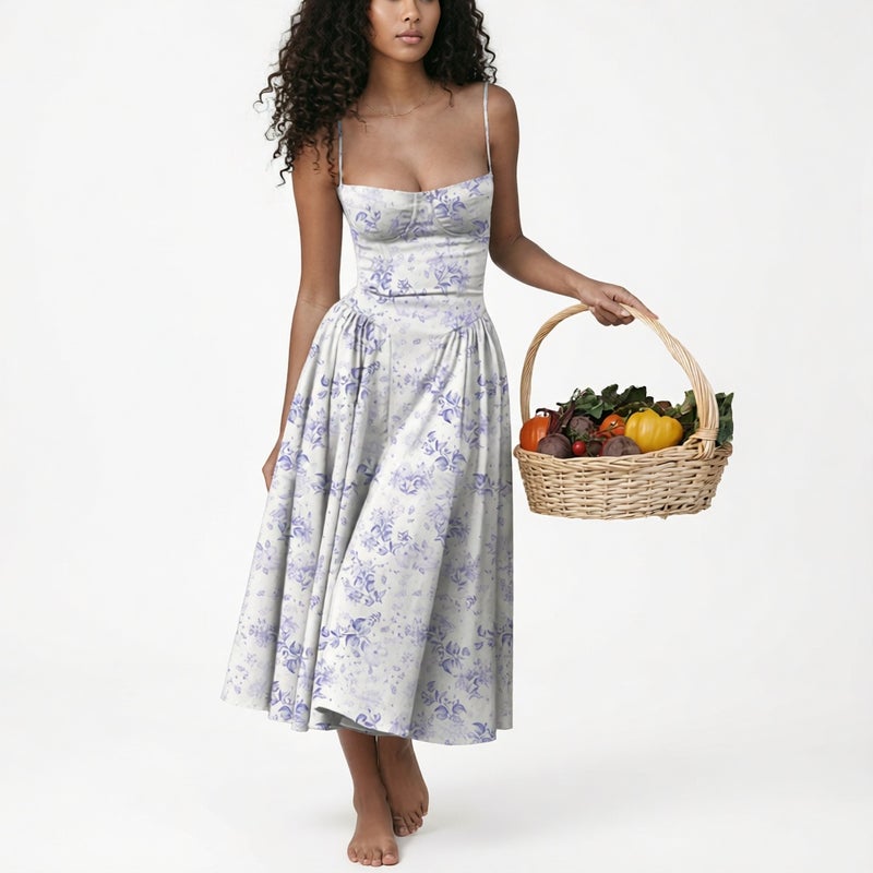 Women's Sleeveless Fitted Midi Dress Casual French Style - Image 1