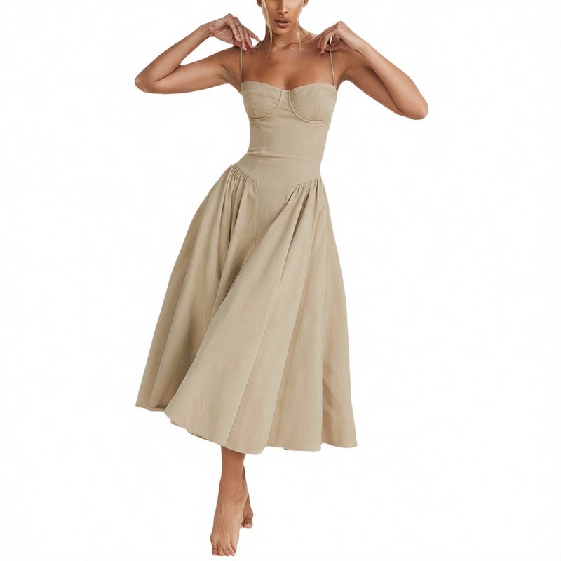 Women's Sleeveless Fitted Midi Dress Casual French Style - Image 5