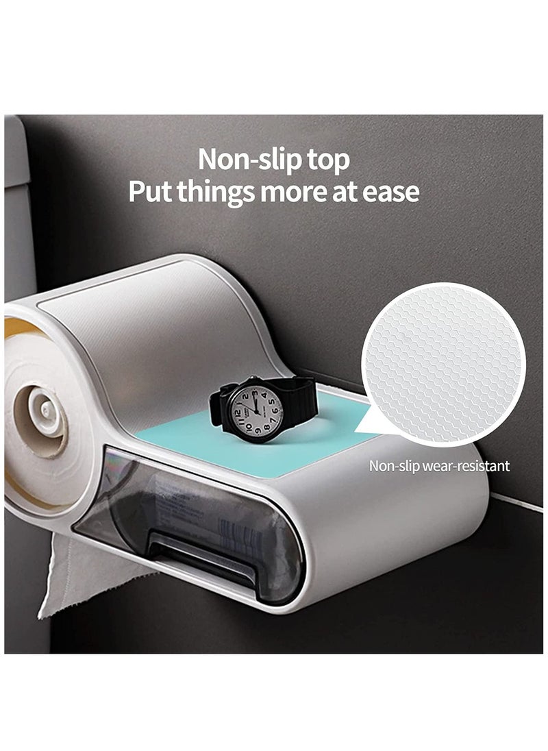 Arabest - Multifunctional Toilet Paper Holder Wall Mount Roll Paper Holder Toilet Paper Holder with Shelf Storage Organizer for Toilet Bathroom Pantry Utility Room Laundry Tissue Box Cover Organizer - Image 1