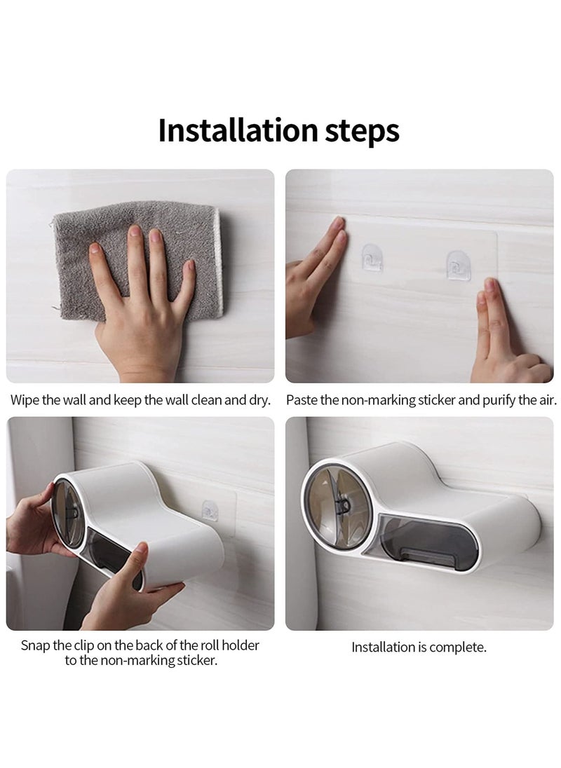 Arabest - Multifunctional Toilet Paper Holder Wall Mount Roll Paper Holder Toilet Paper Holder with Shelf Storage Organizer for Toilet Bathroom Pantry Utility Room Laundry Tissue Box Cover Organizer - Image 1