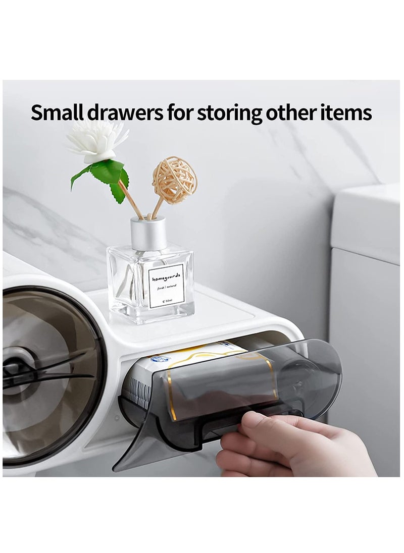 Arabest - Multifunctional Toilet Paper Holder Wall Mount Roll Paper Holder Toilet Paper Holder with Shelf Storage Organizer for Toilet Bathroom Pantry Utility Room Laundry Tissue Box Cover Organizer - Image 1