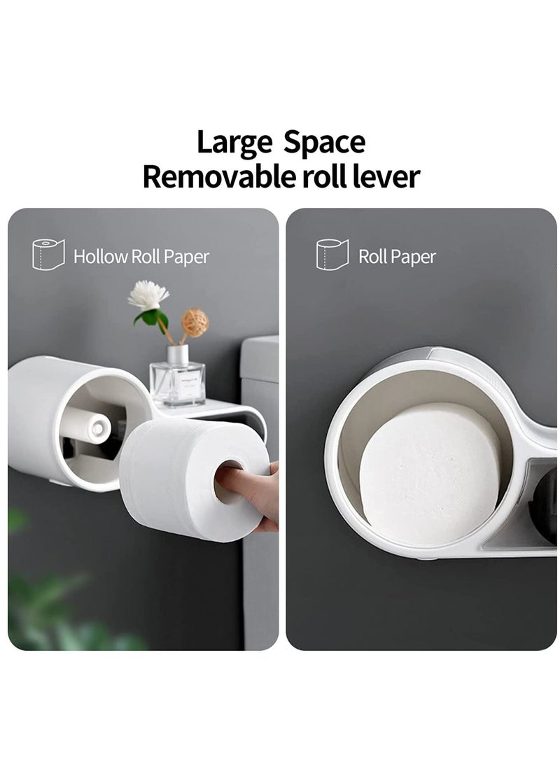 Arabest - Multifunctional Toilet Paper Holder Wall Mount Roll Paper Holder Toilet Paper Holder with Shelf Storage Organizer for Toilet Bathroom Pantry Utility Room Laundry Tissue Box Cover Organizer - Image 1