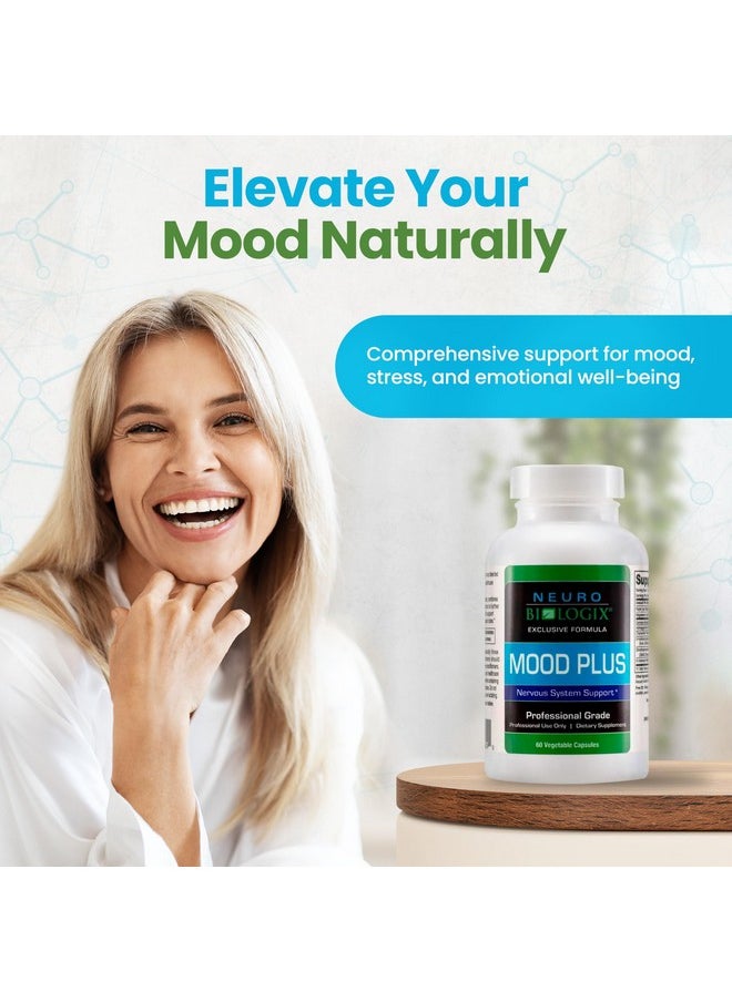 Mood Plus Complete Mood Support Supplement - Calming Serotonin Supplements for Women for Stress Assistance & Brain Function Support - 5 HTP Supplement with Niacin, GABA & Ashwagandha - 60 Capsules