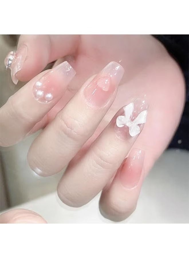 False Nails Handmade Press On Nails, Energetic Schoolgirls with Bow Nail Professional Nail Art - Image 2