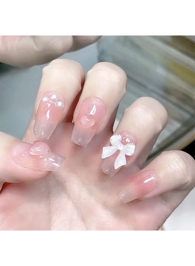 False Nails Handmade Press On Nails, Energetic Schoolgirls with Bow Nail Professional Nail Art - Image 3