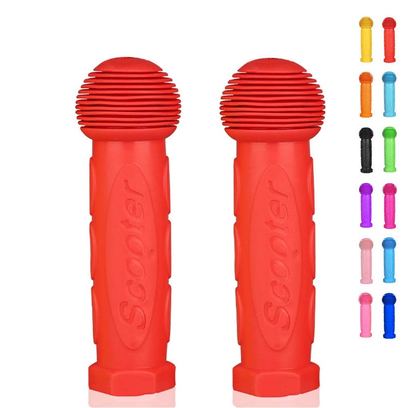 Otfaitp Scooter Grip Handlebar 1 Pair Bicycle Grip Fit For 2-3-4 Wheels Kid Kick Scooters Children Bike Drifting Scooter Swing Scooter  Red - Image 1