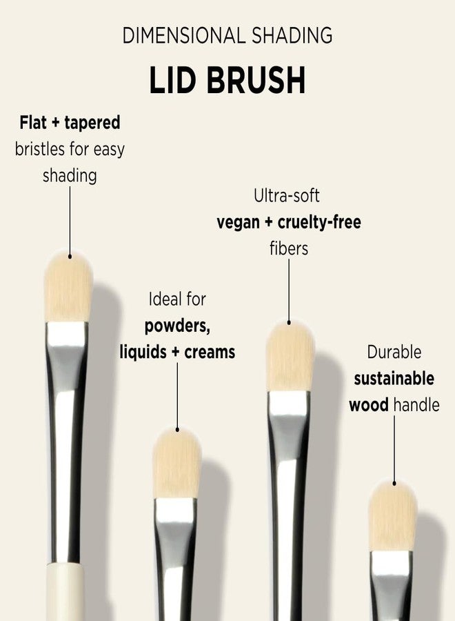 HALEYS Lid Eyeshadow Brush, Medium Flat Tapered Brush, Easy Blending and Shading for Building Eyeshadow Color, High-end Synthetic Bristles, Multi-tasking, for Cream and Powder Makeup, Vegan + CF - Image 3