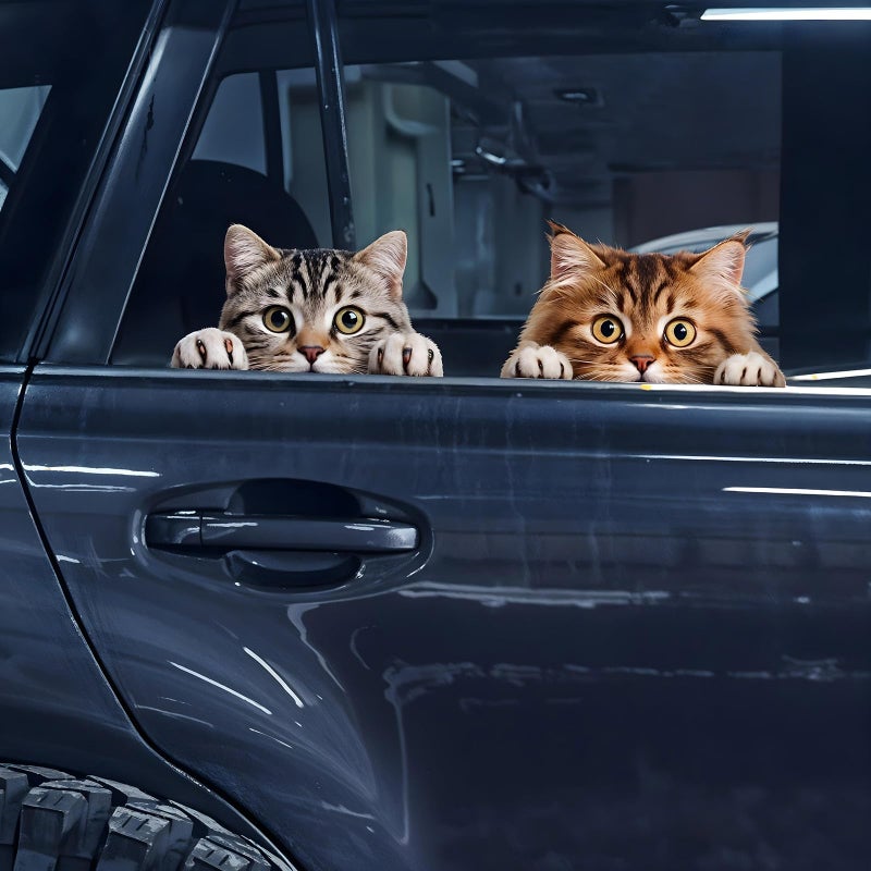 Quilax 2Pcs Cute Peeking Sneaky Cat Car Sticker Funny Cat Car Bumper Sticker 118 6 in Vinyl Decal for CarsWindowsLaptops Motorcycle Wall - Image 3