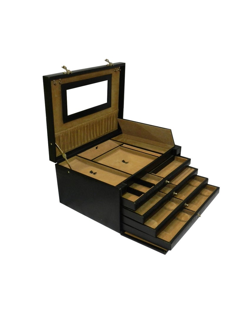 LAVERI LEATHER Laveri Jewellery Box Ring Necklace Earring Bracelet Storage Box Leather Multifunction Jewelry Organizer Box  - Image 2