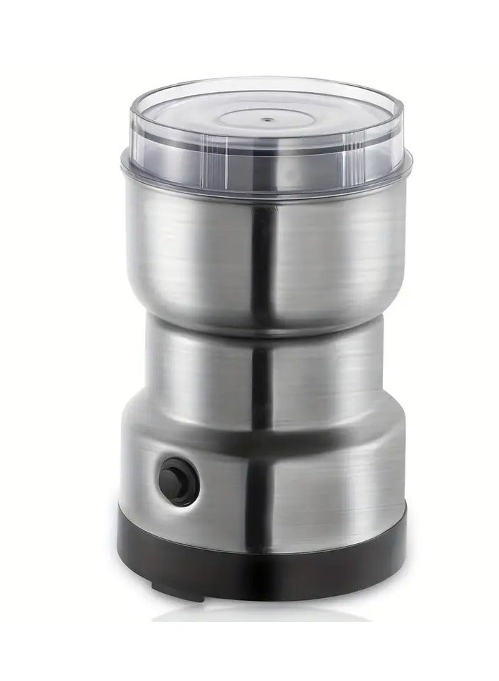 ELLEGLAM Multifunctional Stainless Steel Coffee and Spice Grinder - 300W Electric Mini Grinder with 4 Blades, Washable Design, Stainless Steel Cup, UK Plug, Suitable for Home Use, Electric Grinder | Stainless Steel Finish | Durable Stainless Steel - Image 1