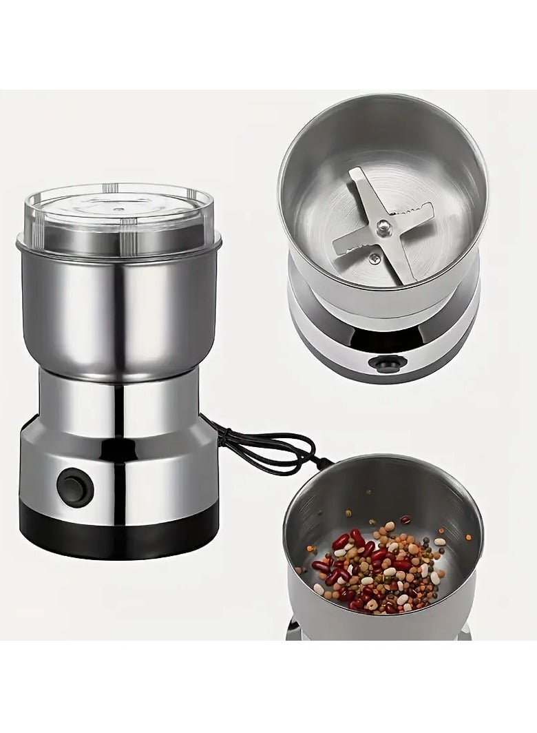 ELLEGLAM Multifunctional Stainless Steel Coffee and Spice Grinder - 300W Electric Mini Grinder with 4 Blades, Washable Design, Stainless Steel Cup, UK Plug, Suitable for Home Use, Electric Grinder | Stainless Steel Finish | Durable Stainless Steel - Image 3
