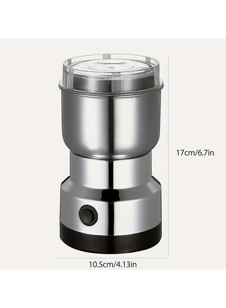 ELLEGLAM Multifunctional Stainless Steel Coffee and Spice Grinder - 300W Electric Mini Grinder with 4 Blades, Washable Design, Stainless Steel Cup, UK Plug, Suitable for Home Use, Electric Grinder | Stainless Steel Finish | Durable Stainless Steel - Image 5