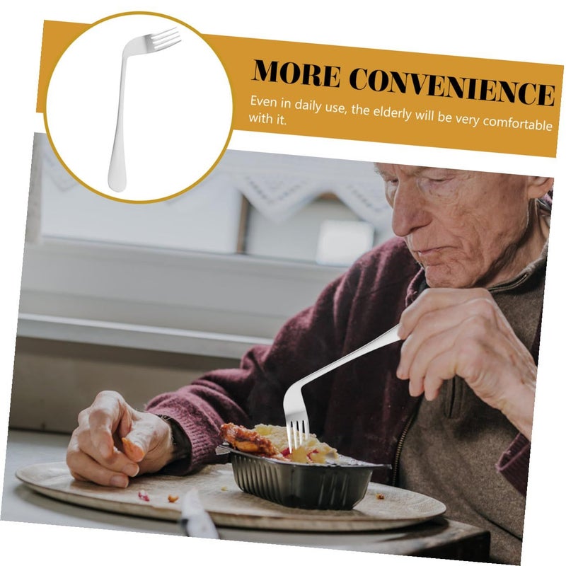 Angled Fork Utensil For Disabled Patients Lightweight Daily Use Silverware - Image 3