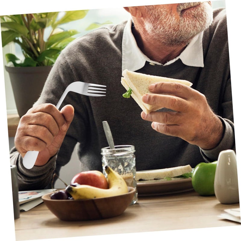Angled Fork Utensil For Disabled Patients Lightweight Daily Use Silverware - Image 4