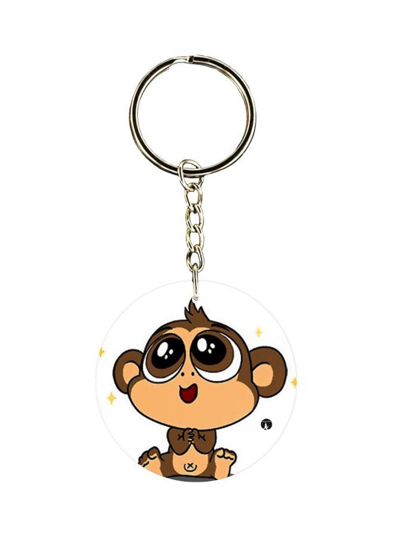 RKN Cartoon Monkey Printed Double Sided Keychain