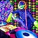 Skylety 32 Pcs Glow in The Dark Party Supplies Neon Party Favors with 25 Fluorescent Balloon 6 Rolls 984 ft UV Blacklight Luminous Tape 144 ft Neon Streamer Garland for AdultsClear Star - Image 2
