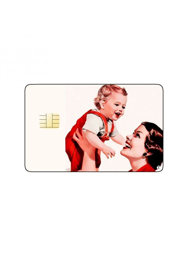 RKN PRINTED BANK CARD STICKER Beautiful Woman Vintage Art With Kid - Image 2