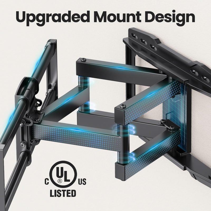 USX STAR UL Listed Full Motion TV Wall Mount Bracket for Most 37-90 inch TVs, Swivel Tilt Extension Level TV Mount, Max VESA 600x400mm, Holds up to 132lbs & 16" Wood Studs with Hole Drilling Template - Image 2