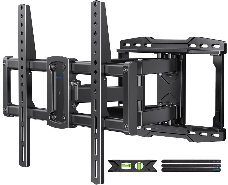 USX STAR UL Listed Full Motion TV Wall Mount Bracket for Most 37-90 inch TVs, Swivel Tilt Extension Level TV Mount, Max VESA 600x400mm, Holds up to 132lbs & 16" Wood Studs with Hole Drilling Template - Image 1