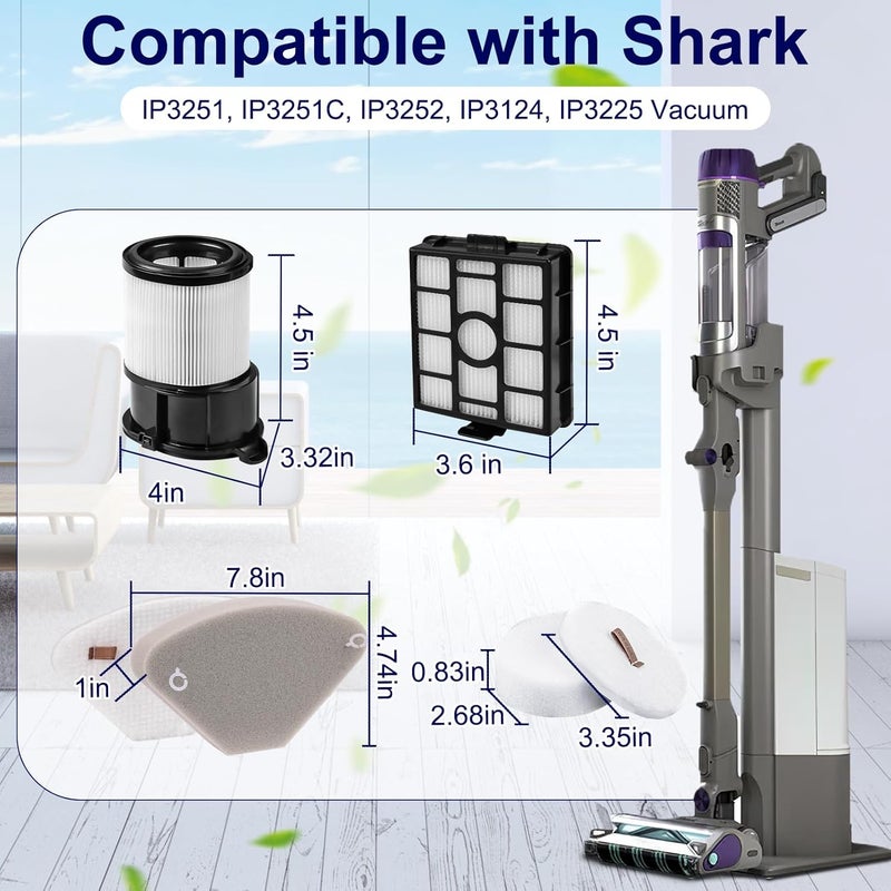 FFsign Replacement for Shark IP3251, IP3251C, IP3252, IP3124 Vacuum, 2 Auto-empty Dock Hepa Filter, 4 Pre-motor Filter Assembly, 2 Handheld Vacuum Post-motor Filter, 4 Pre-moter Filter, 2 Odor Cartridge - Image 2