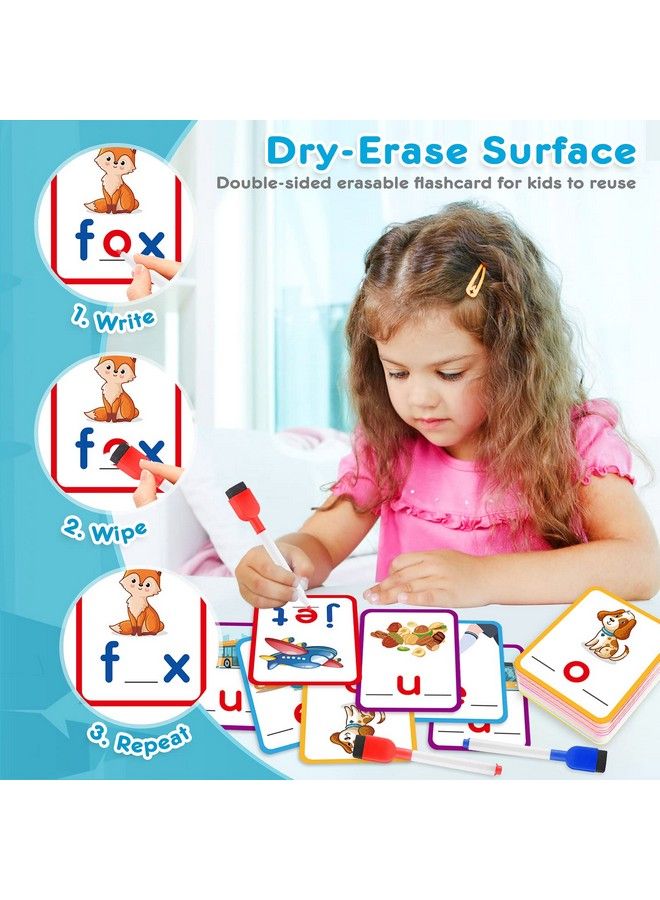KMUYSL Short Vowel Spelling Flashcards Cvc Sight Words Handwriting Cards Learn To Write Phonics Flash Cards Fine Motor Montessori Educational Toy Gift For Kids 3 4 5 Years Old 104 Pieces  - Image 3